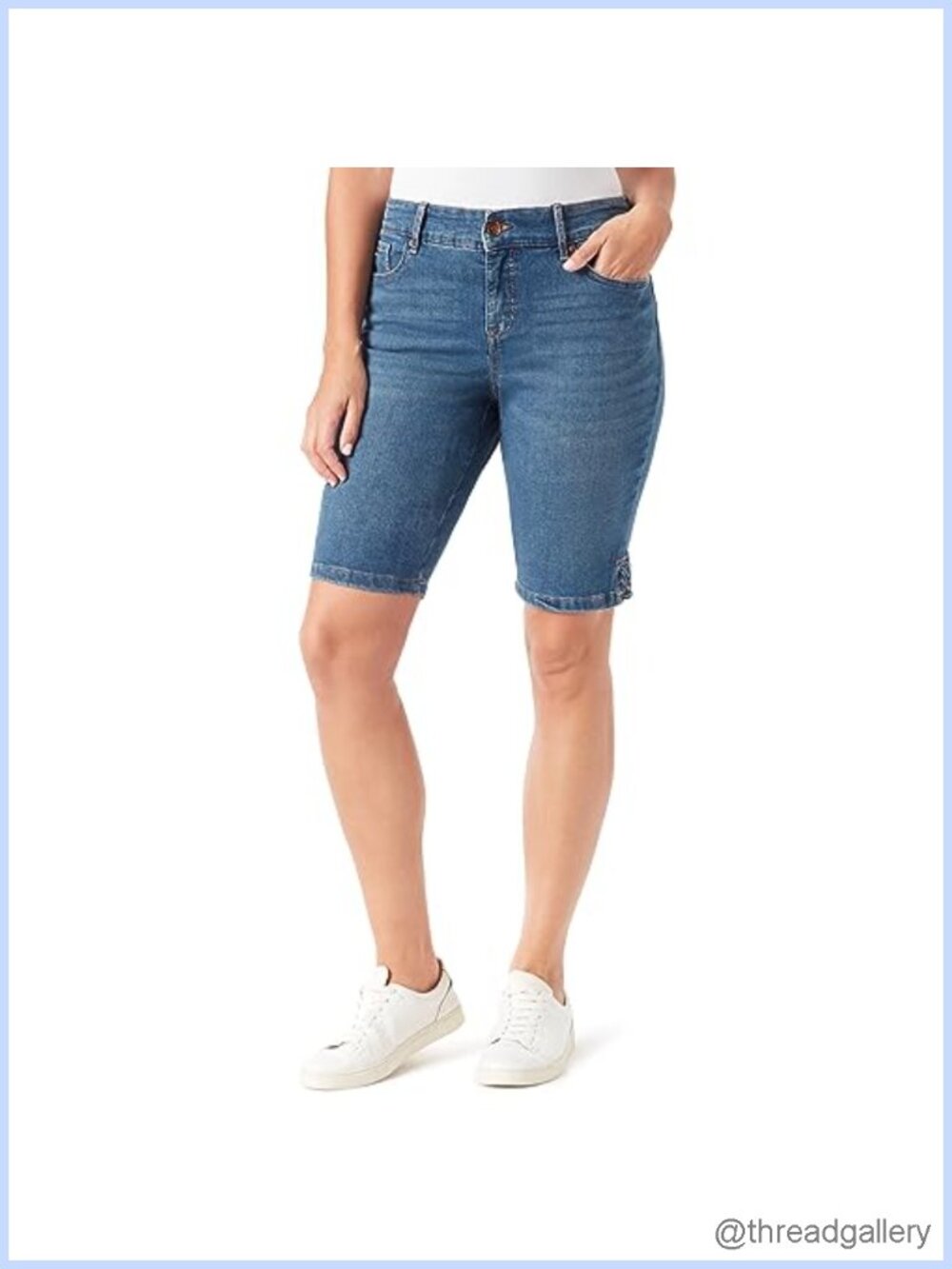 Women's Plus Size Bermuda Shorts Mid Rise Stretch Denim 11" Inseam